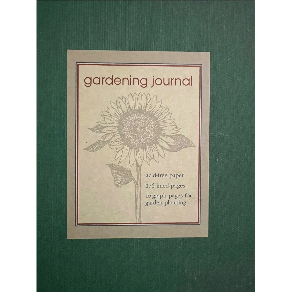 Gardening Journal Dark Green Sunflower 176 Lined Pages 16 Graph Monthly Planning